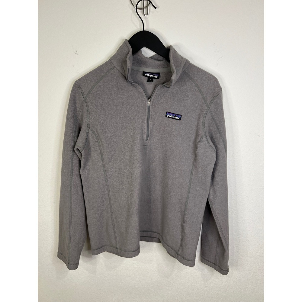 Patagonia Mens Fleece Pullover Quarter Zip Mock Neck Grey L